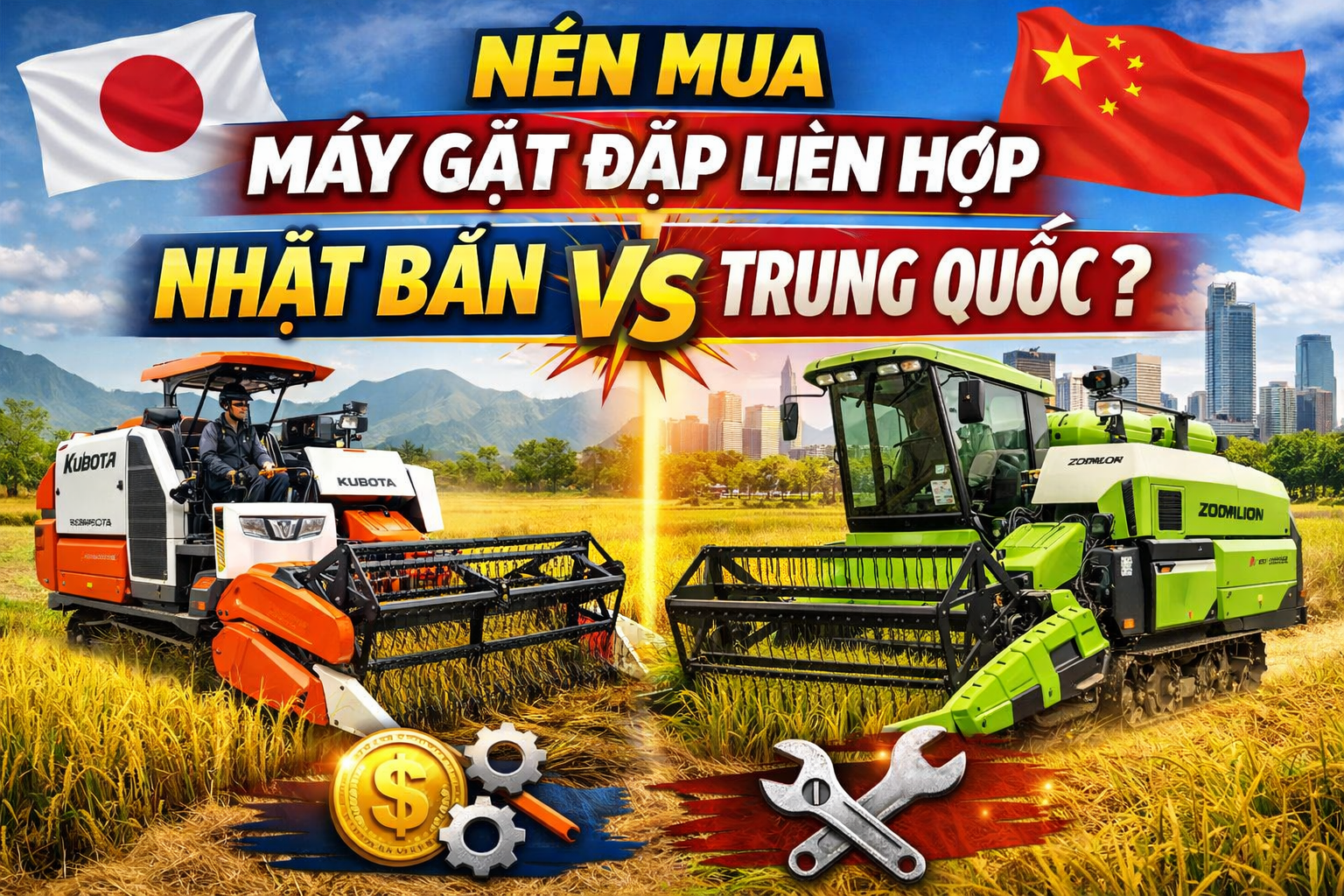 Nên Mua Máy Gặt Đập Liên Hợp Nhật Bản Hay Trung Quốc